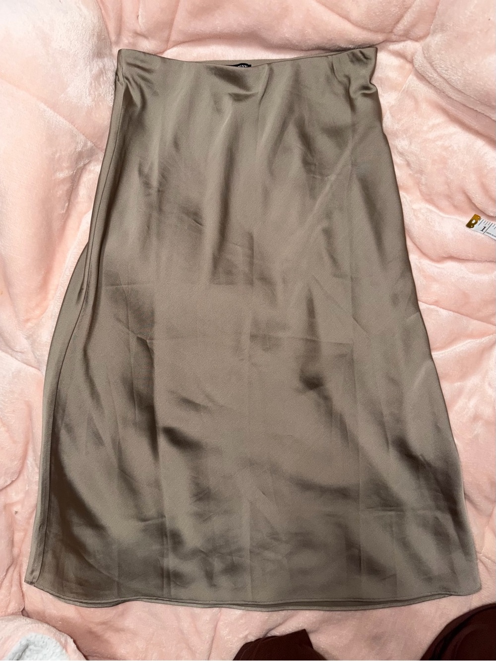J. Crew Tan Satin Midi A-Line Skirt